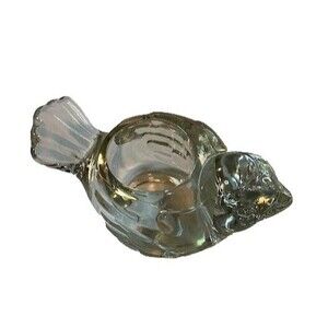 Vintage Clear Indiana Glass Cottagecore Whimsical Bird Votive Candle Holder